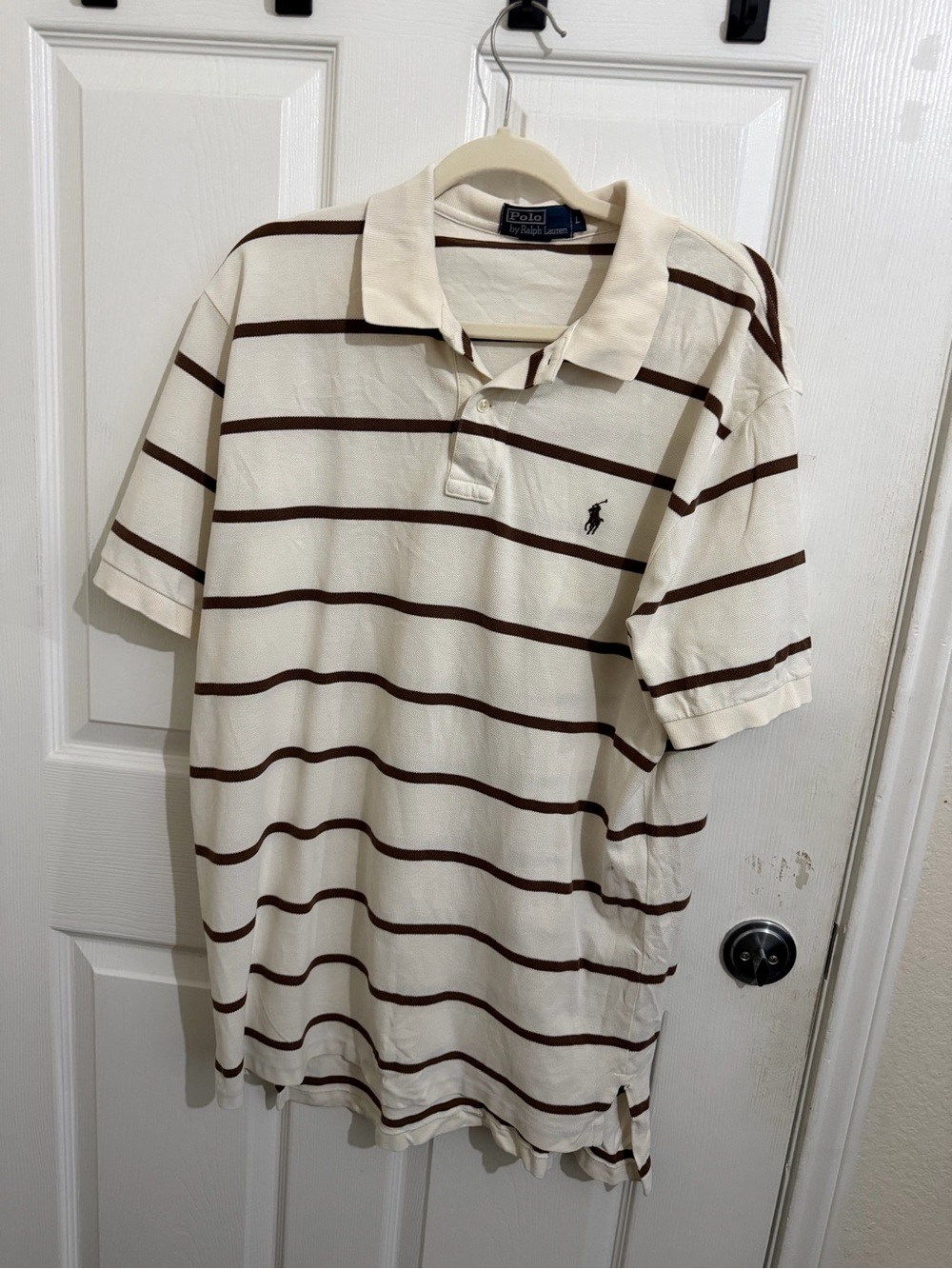Polo by Ralph Lauren Cream Polo with Brown Stripes